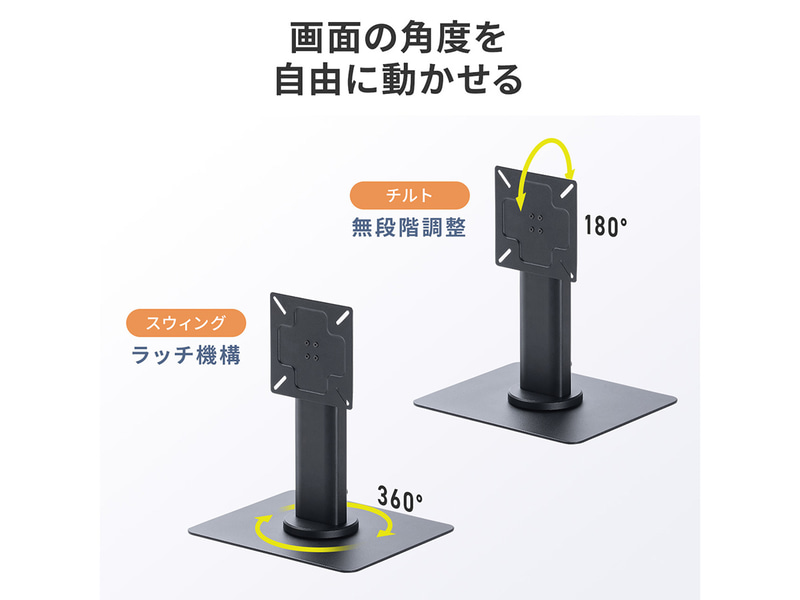 支柱や取り付け部分が回転する設計