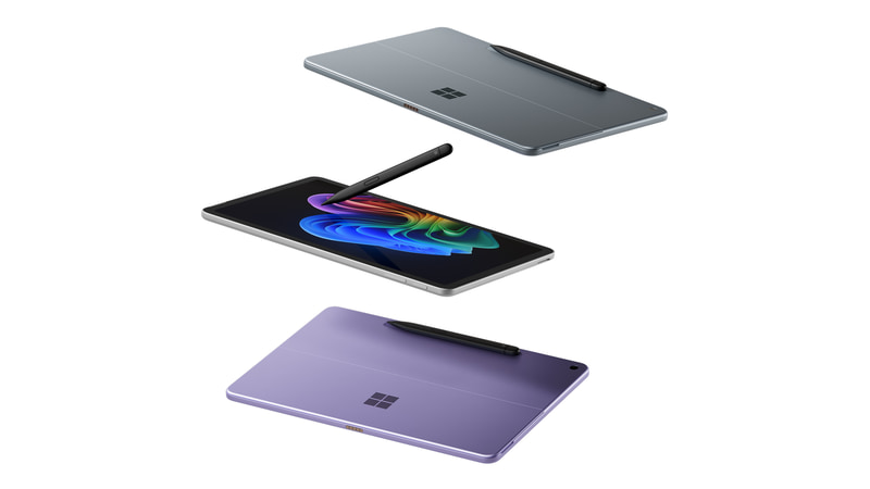 Surface Pro 12インチ、新しいキーボード、オプションのペンは本体の裏側に吸着して充電(写真提供:Microsoft)