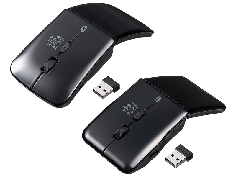 400-MAWB121(左が3ボタン仕様/右が5ボタン仕様)、Bluetooth/2.4GHz無線両対応モデル