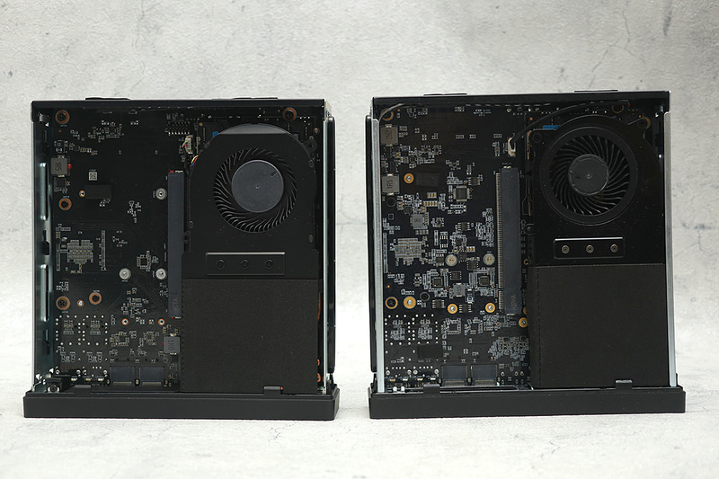 MS-A2(写真左)も、MS-01(右)と同様、x16形状/x8レーン接続の拡張スロットが装備されている