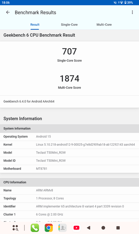 Geekbench 6の結果