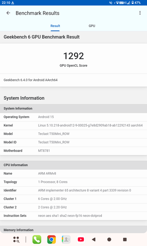 Geekbench 6の結果