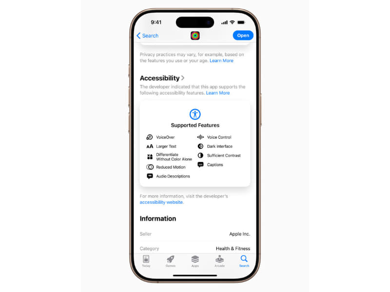App Storeにおけるアクセシビリティ機能の表示