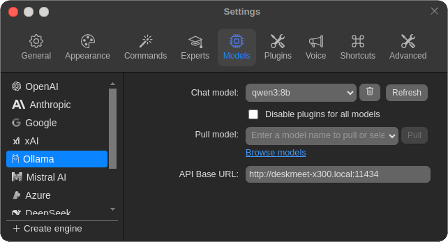 設定ウィンドウ