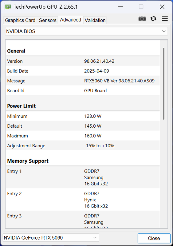 ファクトリーOCモデルではあるが、Power Limit(=TGP:Total Graphics Power)の定格値はリファレンス準拠の145W。ただしOCツールを利用することで最大160Wまで引き上げることが可能である
