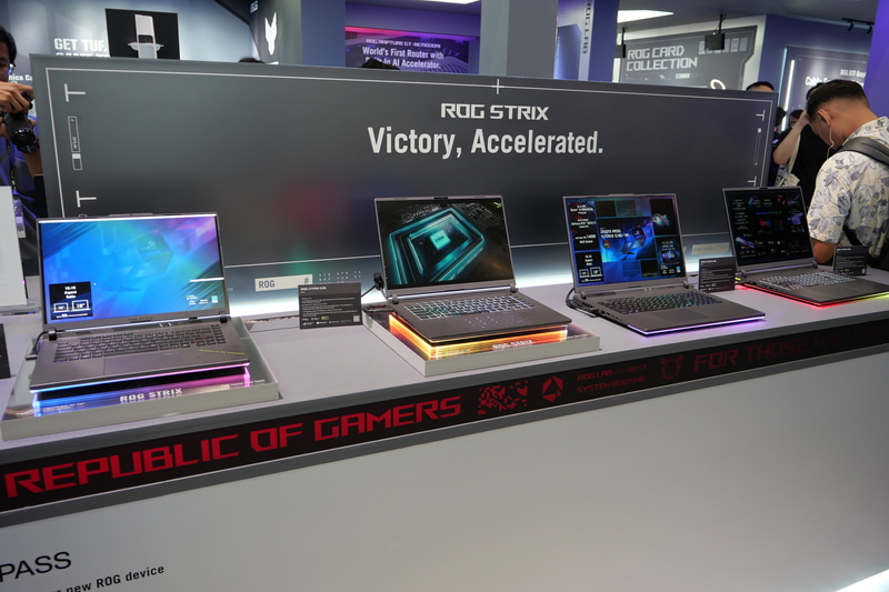 展示されていたROGブランド ゲーミングPCの多くは、CESなどで発表済みのものが中心