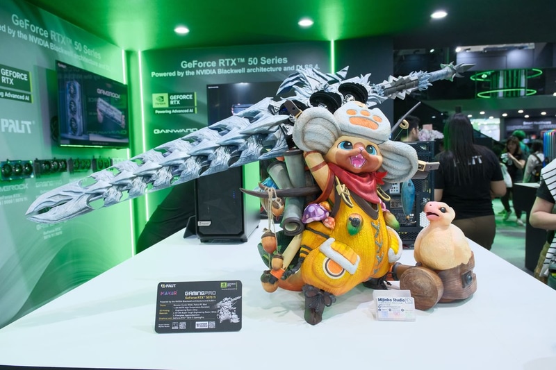 GeForce RTX 5070 Ti Gaming Proを使ったカスタムビデオカード。モンスターハンターのアイルーがモチーフだ