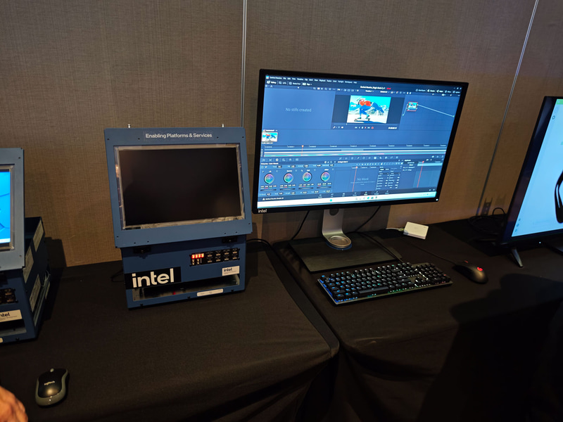 Panther Lakeが動作するシステムでDaVinci Resolveでビデオ編集を行なっている様子