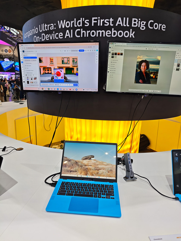 外部ディスプレイに接続された形でデモされていたKompanio Ultra 910搭載Chromebook
