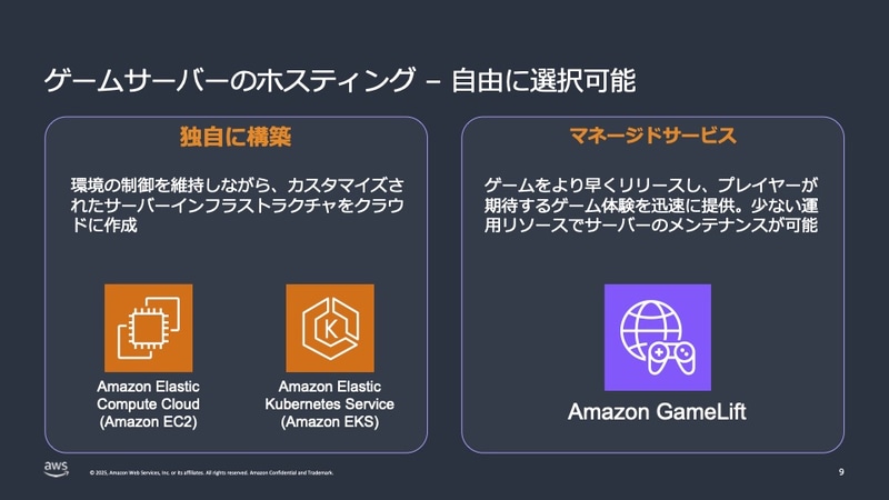 独自にインフラ構築もできるし、AWSのマネージドサービスを使って高速立ち上げも可能
