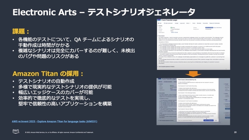Electronic Artsはテストシナリオ生成にAmazon Titanを活用