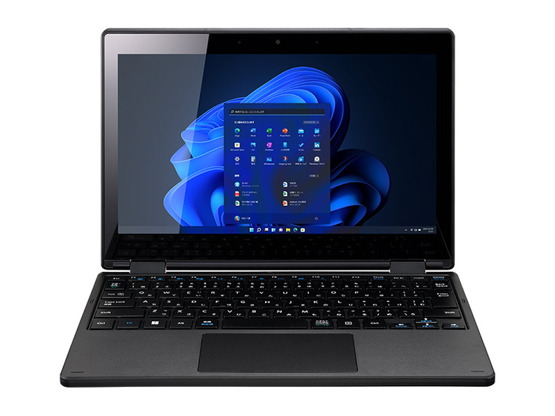 ブースで展示されるGIGAスクール向け2in1「MousePro T1-DAU01BK-A」