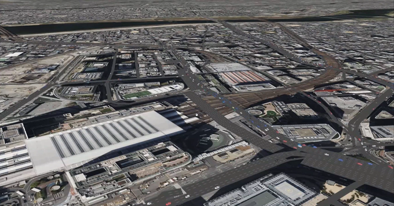 自動運転車による交通シミュレーションの様子