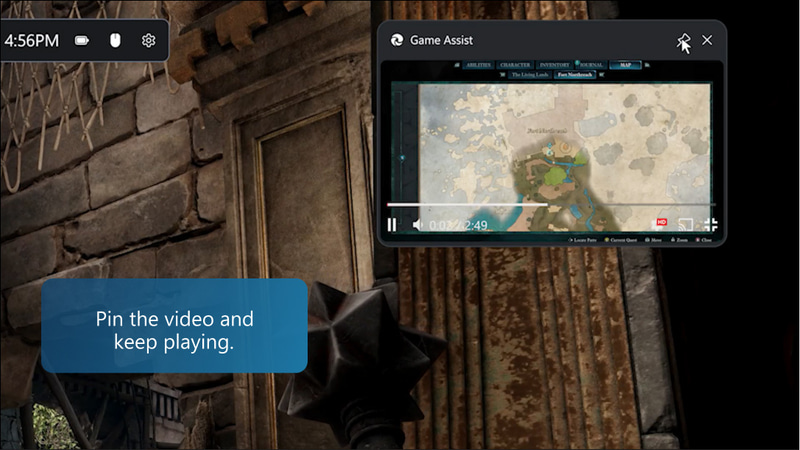 ピン留めして常時ゲーム画面上に表示することもできる