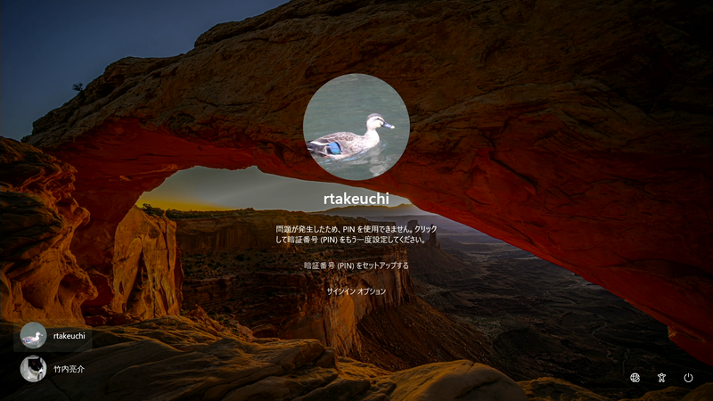 再起動して表示されるサインイン画面では、先ほどアカウントの準備で紹介した通り[サインインオプション]をクリックする