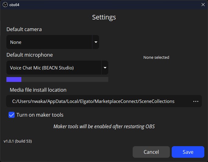 上の画面で歯車アイコンを押し、「Turn on maker tools」にチェックを入れ「Save」する