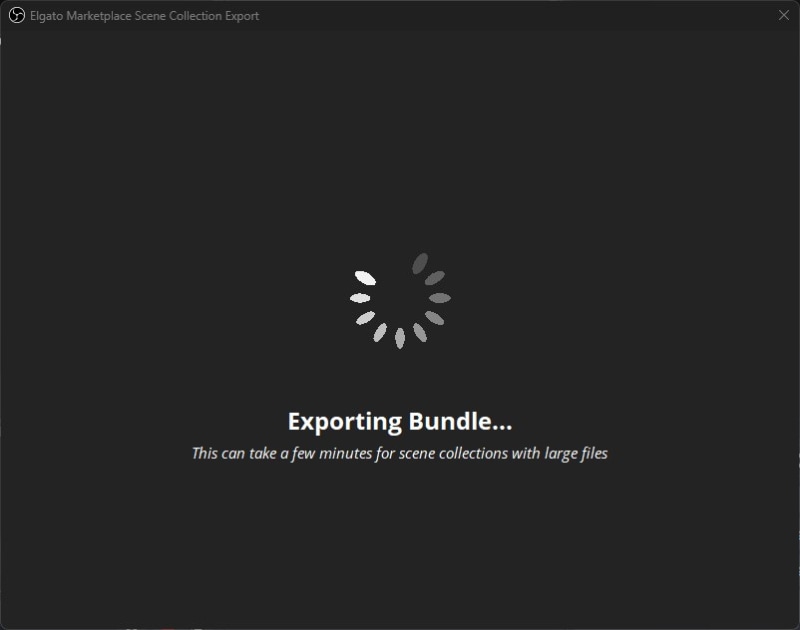 筆者のメイン配信環境だとこの画面のまま3時間たってもパッケージ化が終わらなかったが、サブ環境ではうまくいった