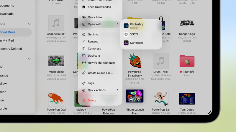 ファイルを開くアプリが選択可能に