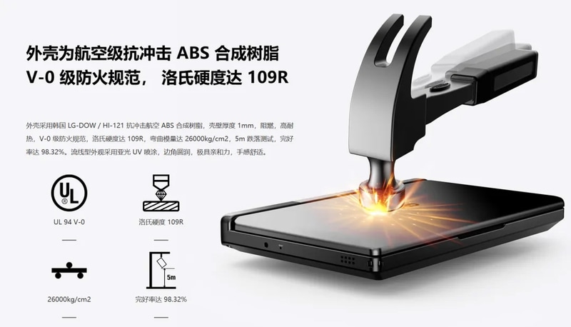 韓国LG-DOW 121H耐衝撃ABS樹脂を採用した筐体