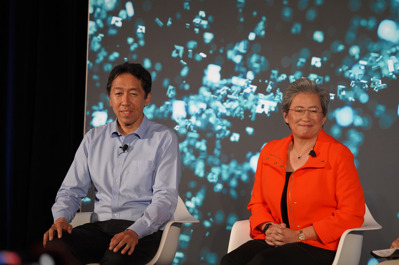 DeepLearning.AI 創始者 兼 Landing AI 上席会長 アンドリュー・ンー氏(左)、AMD 会長 兼 CEO リサ・スー氏(右)