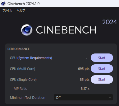 Cinebench 2024の結果