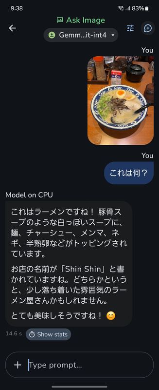 ラーメン。内容はあっている。店名のShin Shinも正解