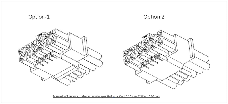 【図1】実はこのプラグもOption 1と2があるのだが、このアングルだと4ピンコネクタの後端が盛り上がっているか否かだけしか違いがない