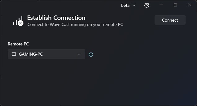 2台のPCに入れると、「Remote PC」のところに相方のPC名が表示される