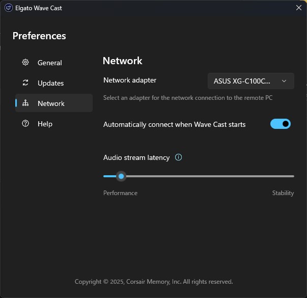 PreferencesのNetwork設定画面