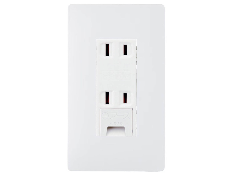 3)アースピンがない従来型コンセント。ただしネジ止め式の従来型アース端子が付いている
