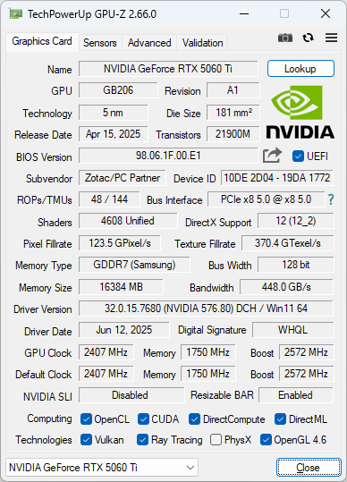 NVIDIAのミドルレンジGPU「GeForce RTX 5060 Ti 16GB」