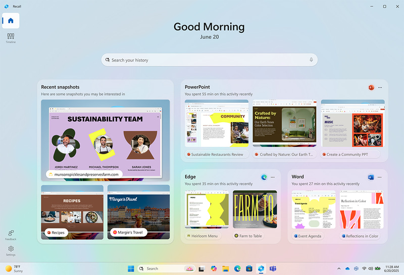 Recallにホーム画面が追加