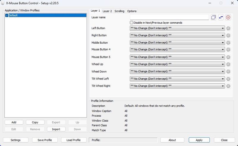 EM04は汎用のユーティリティを導入する必要がある。画像は「X-Mouse Button Control」