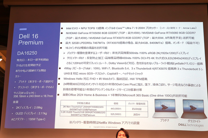 Dell 16 Premiumの主な特徴