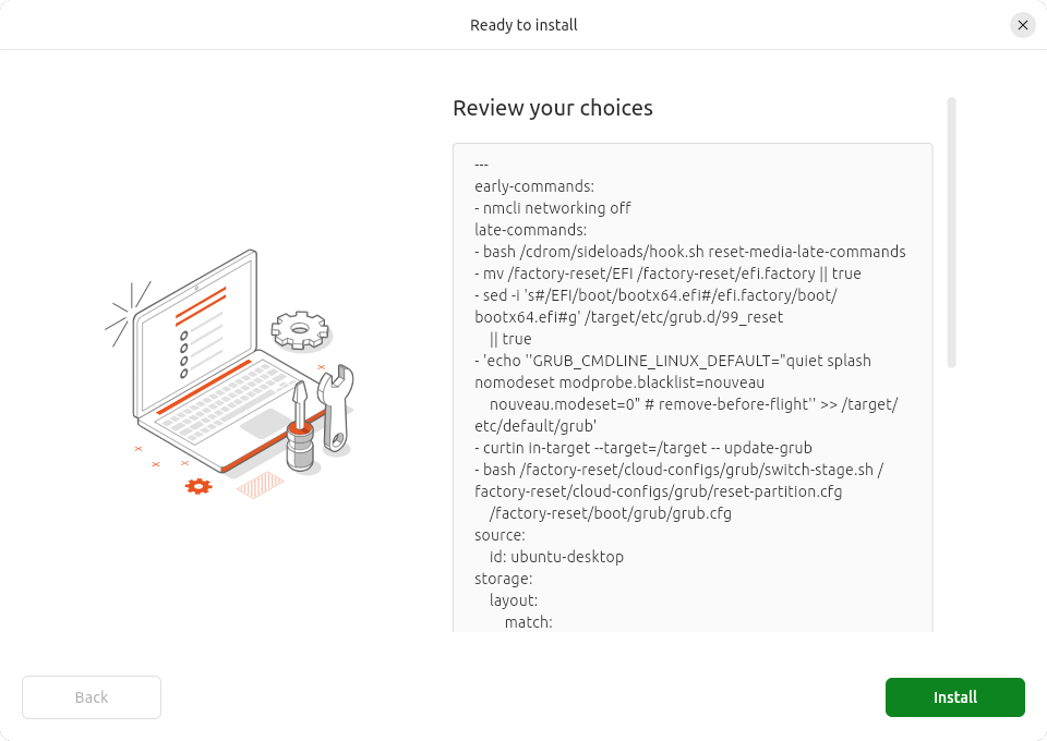 本当に「Install」しかないインストーラー