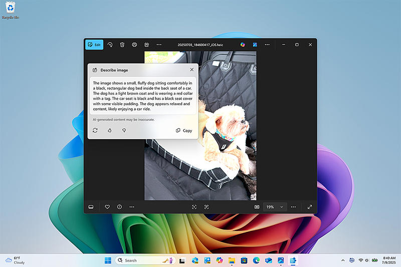 Copilot+ PCではローカルで「画像の説明」ができるように