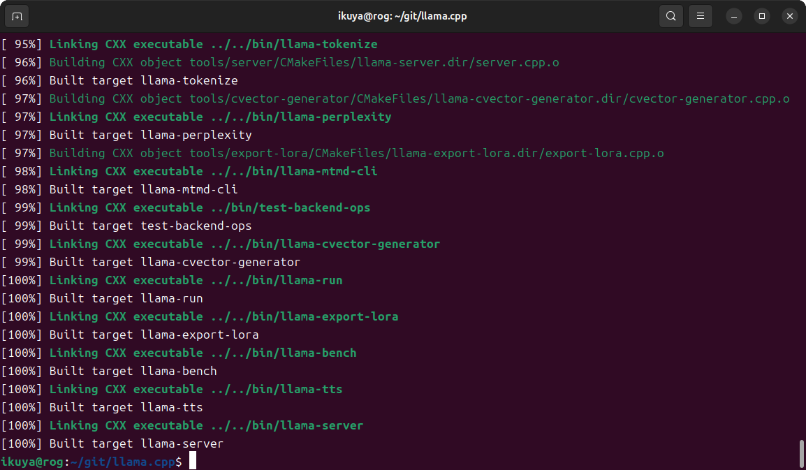 ビルドが完了したところ