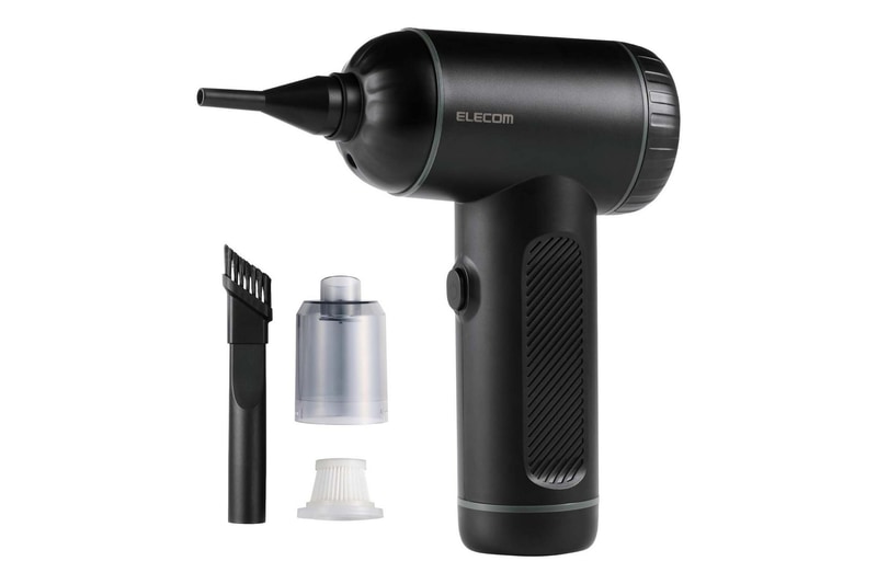 エレコムのAD-ALB04BKは、エアダスターとしてだけでなく、ハンディ掃除機としても使用可能。車内の掃除に便利そうだ