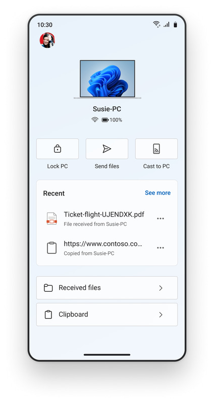 「Windowsにリンク」の画面