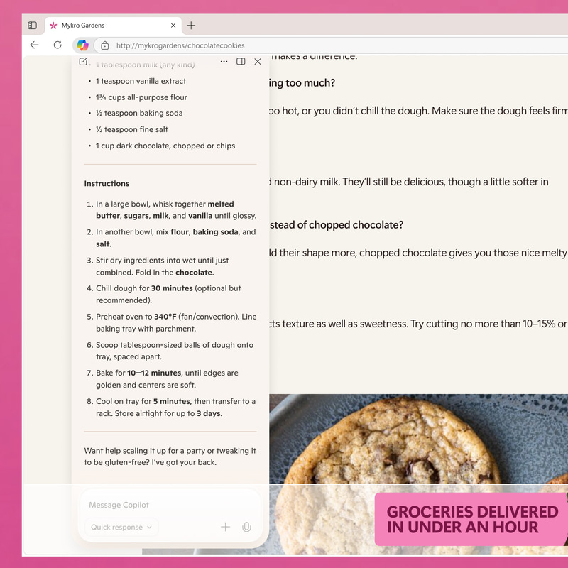 情報量の多いWebサイトでもCopilotが必要な情報だけを抽出
