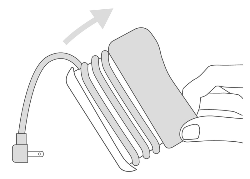 巻き付けるように本体内にケーブルを収納できる