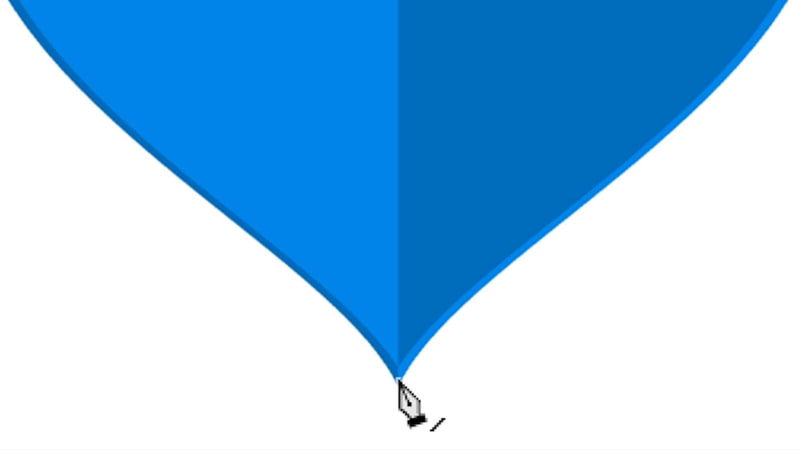 ハートの角をクリックしてアンカーポイントを打ちます