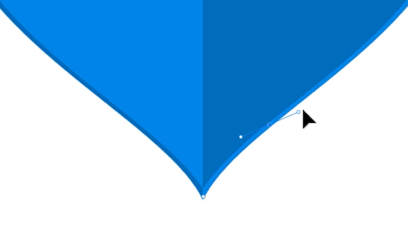 さらに別の場所をクリック、ドラッグしていき、ハートの境界線に沿ってパスを引いていきます