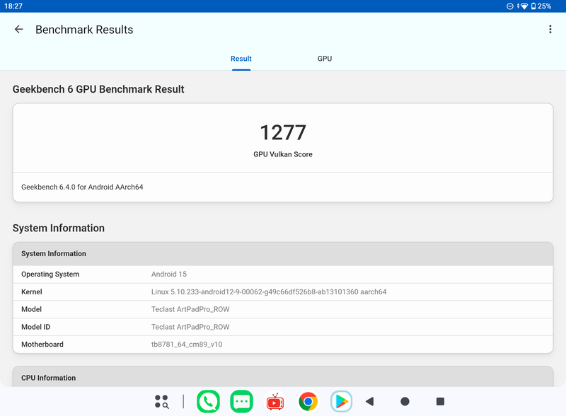 Geekbench 6のテスト結果