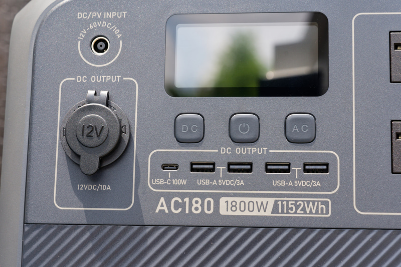 DC出力はType-Cが1つとType−Aが4つ、それにシガーソケット