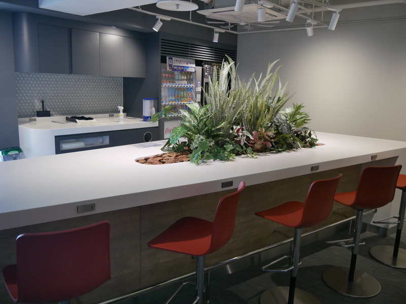 緑を配したカウンターもある