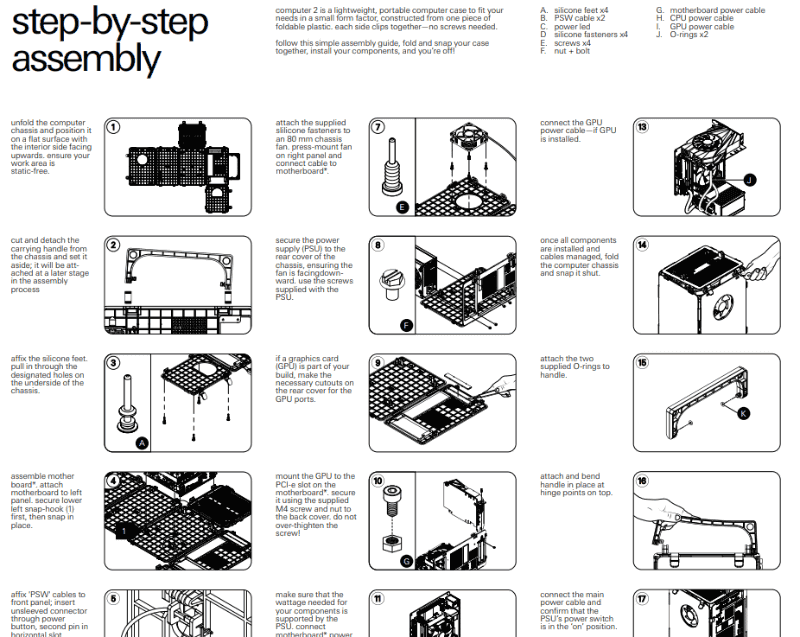 ペーパークラフトのようにケースの各面を折り曲げるようにして組み立てる