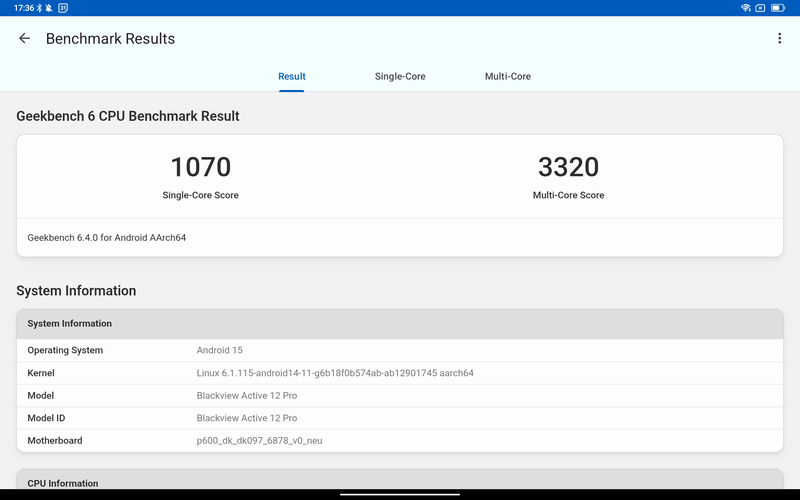 Geekbench 6のCPUベンチマーク