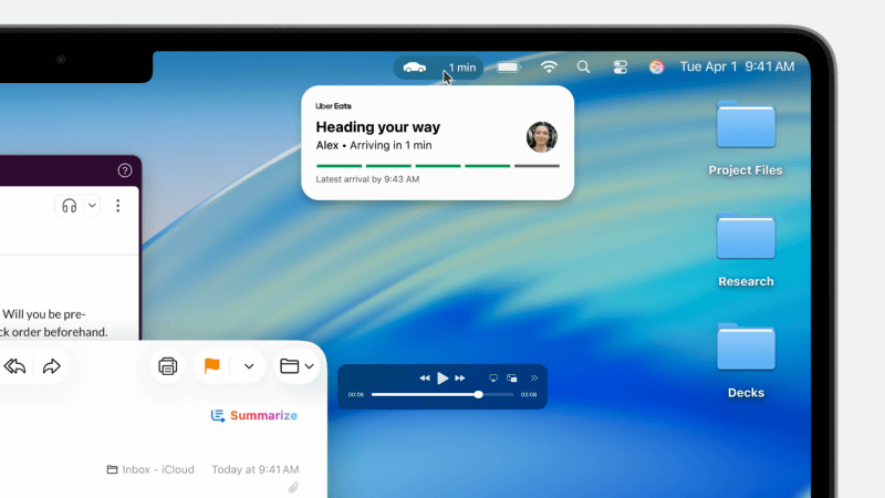 iPhoneのライブアクティビティがMacのメニューバーにも表示