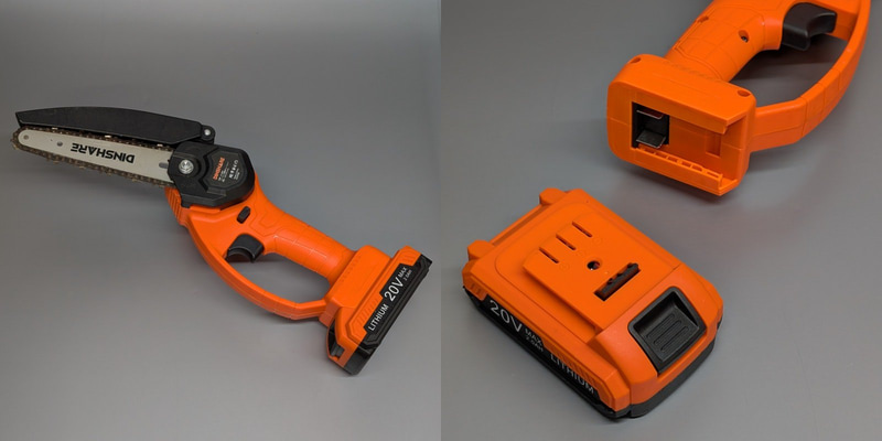 ちょうど筆者が処分しようとしていた、バッテリ着脱可能な小型電動チェーンソー。処分方法を2つの自治体に問い合わせたところ、ある自治体は「まとめて粗大ごみ」、別の自治体では「本体と充電器は燃やさないごみ、バッテリは有害ごみ」という回答だった。このように回収方法は自治体ごとに異なるのが一般的だ